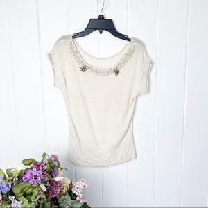 Vintage 1960’s Stylebest Shirt Sleeve Embellished Sweater Top